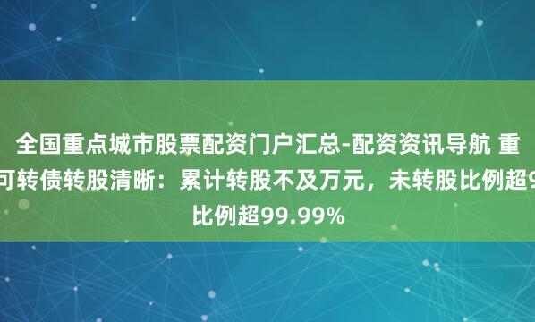 全国重点城市股票配资门户汇总-配资资讯导航 重庆银行可转债转股清晰：累计转股不及万元，未转股比例超99.99%